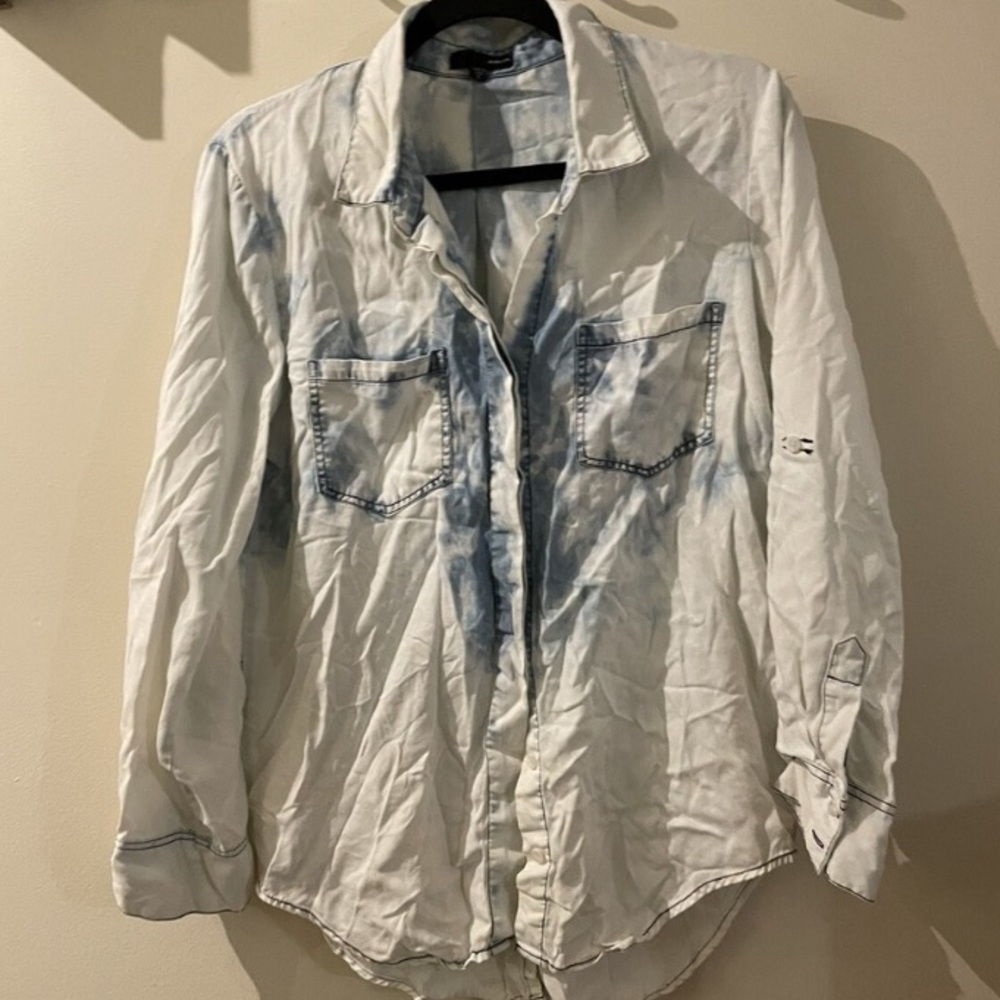 Aeropostale Denim and White Shirt size XL women’s acid wash